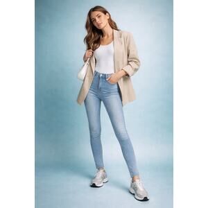 Y2K Minimalist Light Wash Skinny Jeans Banana Republic Petite 25P